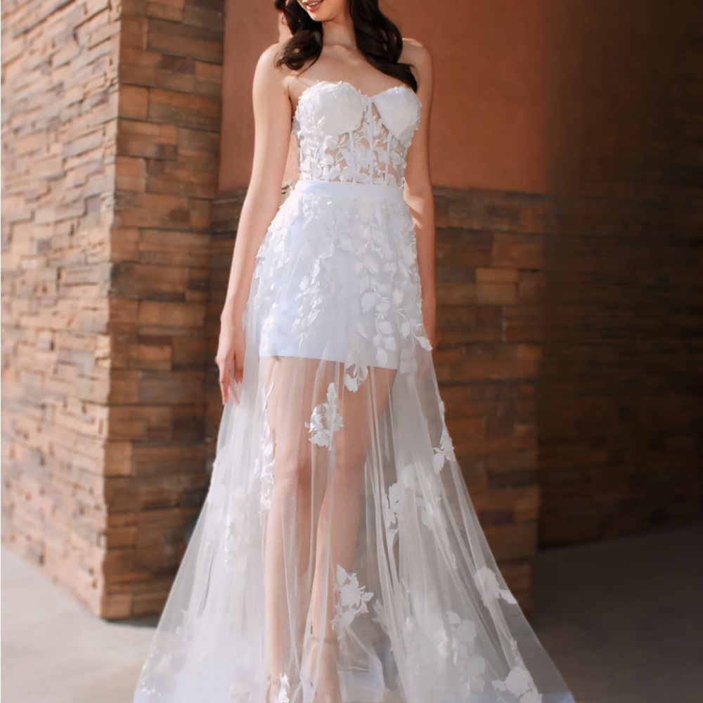 Elegant White Lace Overlay Dress